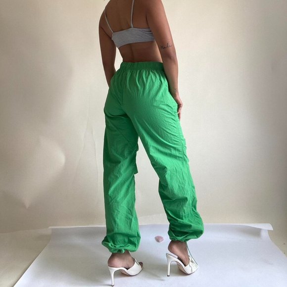 Kelly Green Cargo Parachute Pants - Picture 5 of 8
